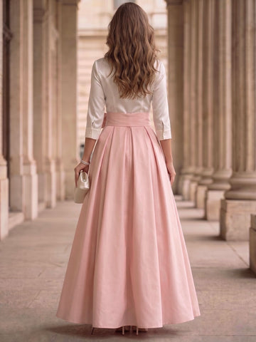 A-Line/Princess Elegant Mother of the Bride & Groom Dresses Shirt Collar 3/4 Sleeves With Pink Bowknot