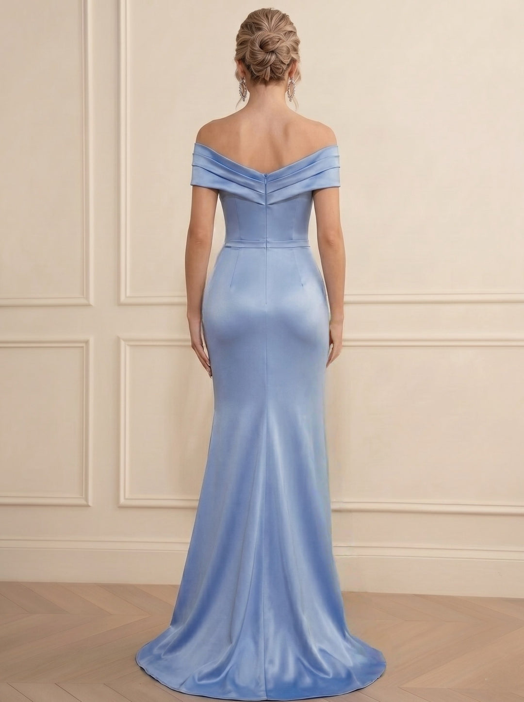 Mermaid Evening Dresses Elegant Sleeveless Satin Floor-Length Elegant Formal Dress With Floral High Slit