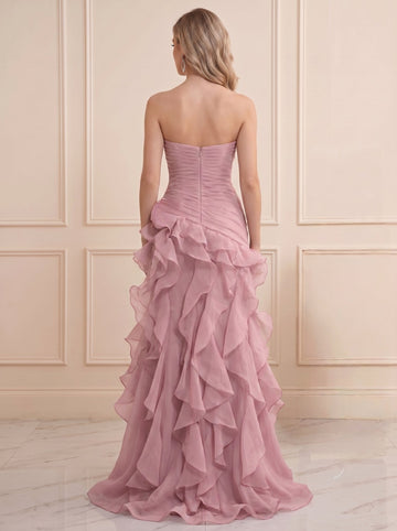 Trumpet/Mermaid Sweetheart Sleeveless Lace Chiffon Floor-Length Evening Dresses
