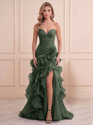 Trumpet/Mermaid Sweetheart Sleeveless Lace Chiffon Floor-Length Evening Dresses