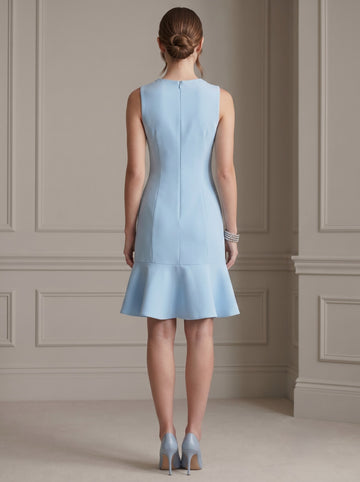 A-Line Cocktail Dress Formal Ankle-Length Light Blue Sleeveless Rhinestone Dress