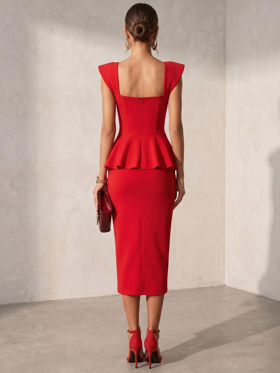 Sheath/Column Cocktail Dresses Square Collar Stretch Satin Formal Ankle-Length Sleeveless Ruched Dresses