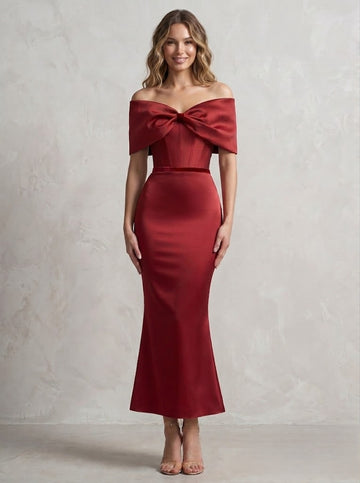 Trumpet/Mermaid Cocktail Dresses Off-the-Shoulder Acetate Satin Velvet Dresses