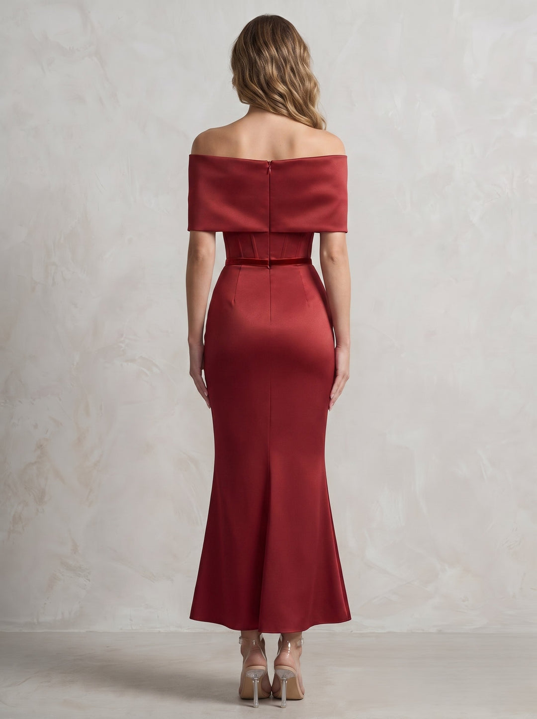 Trumpet/Mermaid Cocktail Dresses Off-the-Shoulder Acetate Satin Velvet Dresses