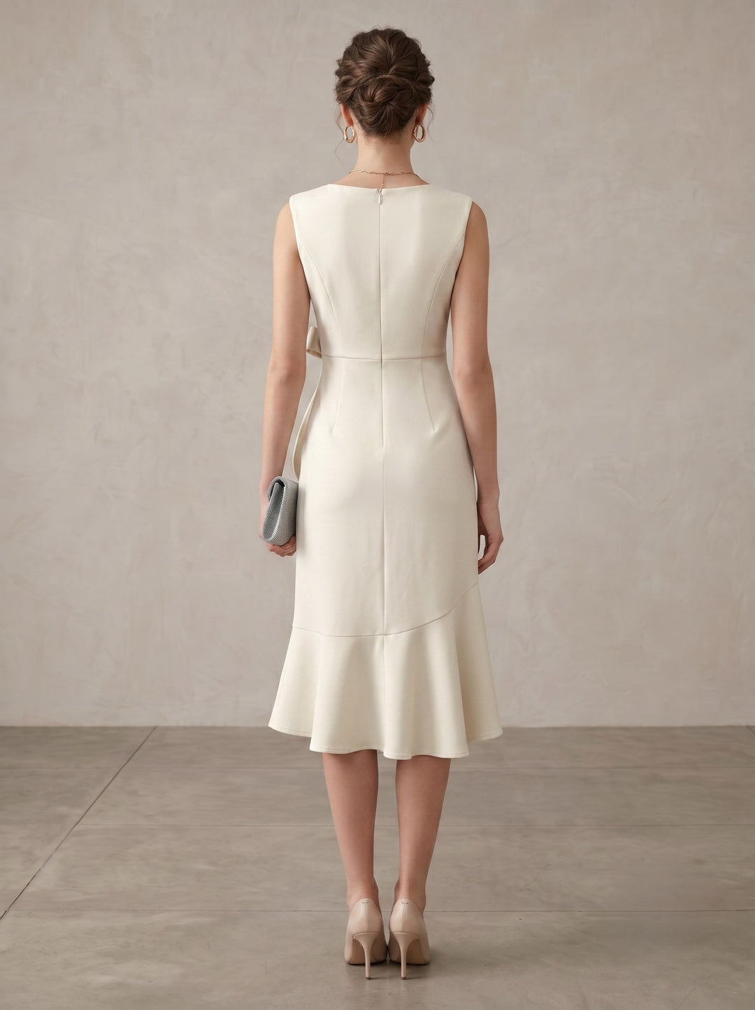 A-Line/Princess Scoop Sleeveless Waist Twist Stretch Satin Tea-Length Cocktail Dresses