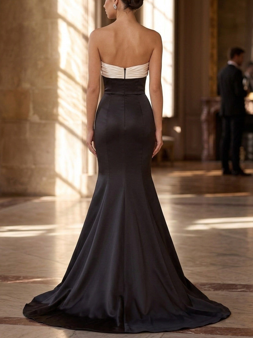 Trumpet/Mermaid Evening Dresses Satin Sweetheart Sleeveless Floor-Length With Back Zipper