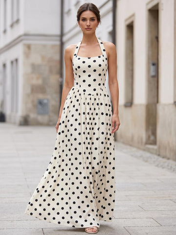A-Line Evening Dresses Crepe Halter Sleeveless Ankle-Length With Pleats