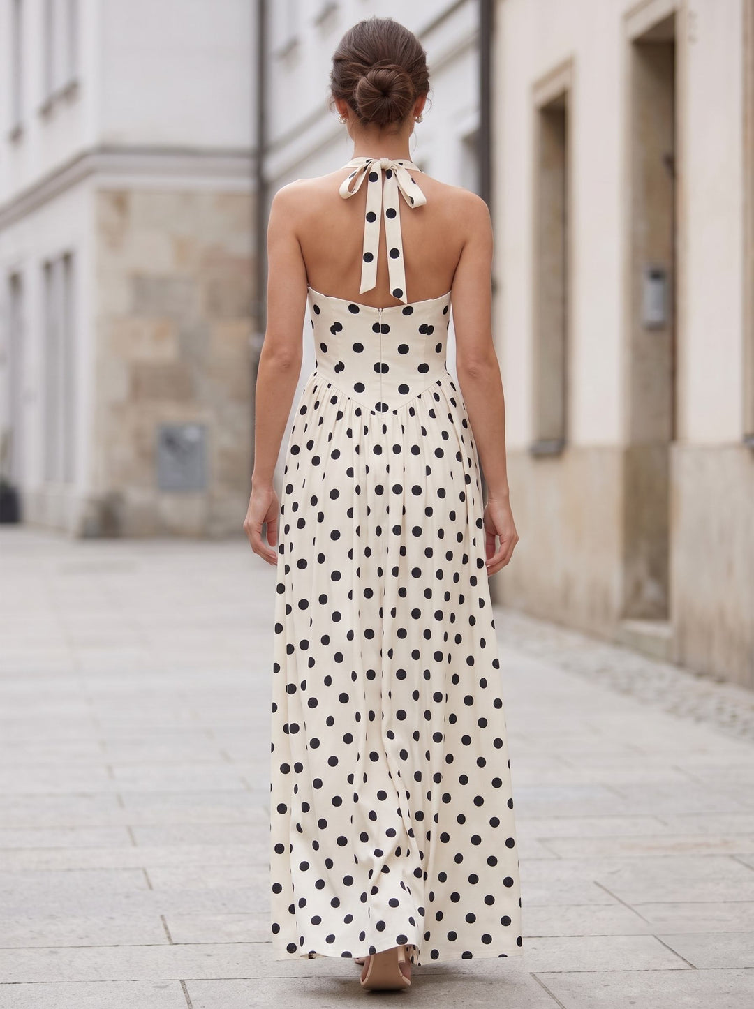 A-Line Evening Dresses Crepe Halter Sleeveless Ankle-Length With Pleats