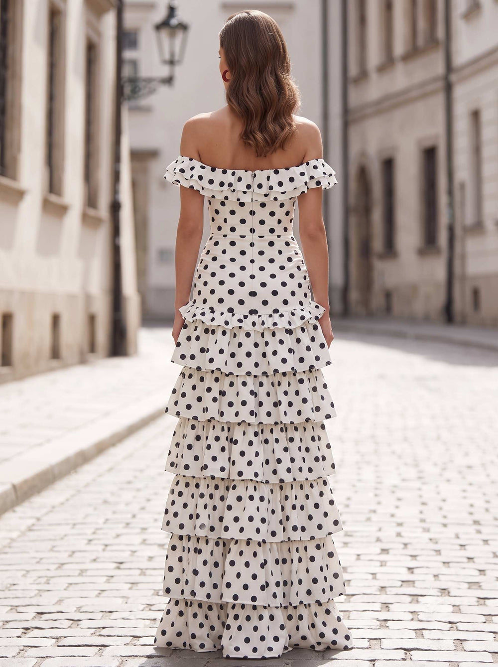 A-Line Evening Dress Chiffon Off-the-Shoulder Sleeveless Floor-length With Ruffles High Split