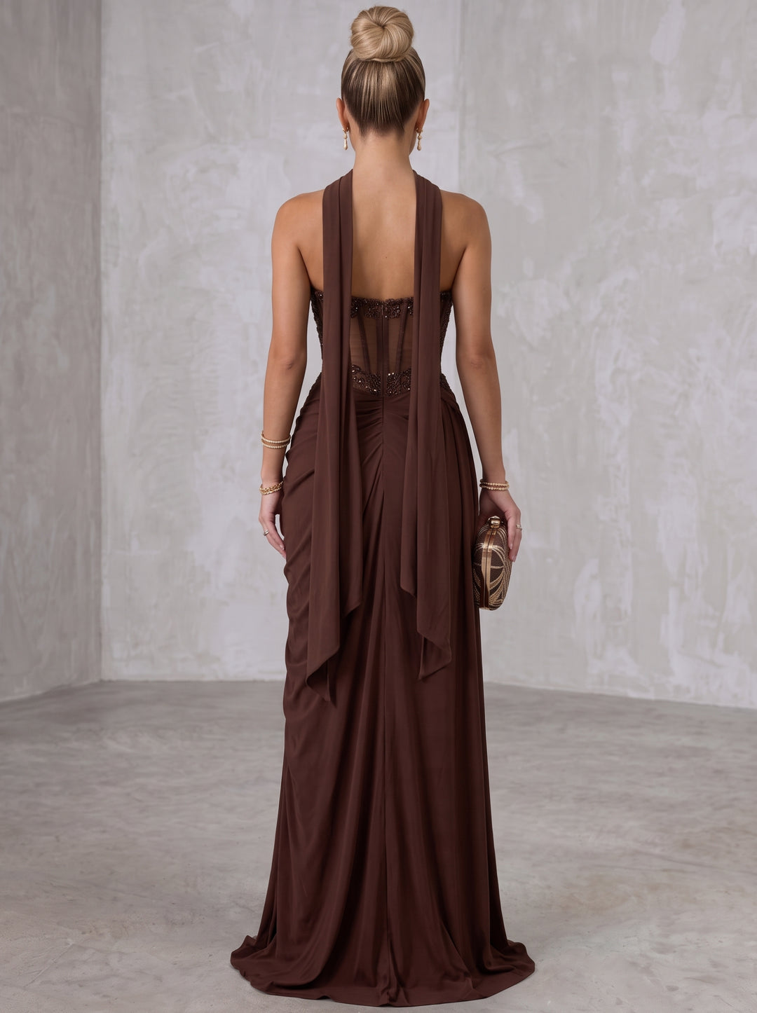Sheath/Column Strapless Spandex Evening Dresses with Sequins Split Side Floor-Length Sleeveless Ruched Formal Dresses