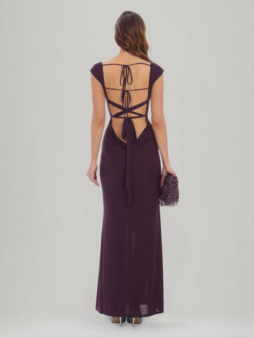 Sheath/Column Cowl Neck Sleeveless Ankle-Length Ruched Prom Dresses