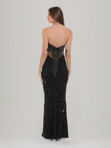 Sheath/Column Strapless Sleeveless Ankle-Length Sequins Prom Dresses
