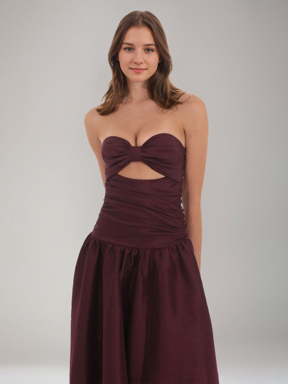 A-Line/Princess Strapless Sleeveless Floor-Length Ruffles &Ruched Prom Dresses