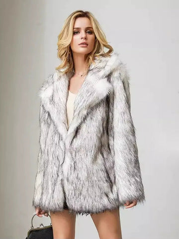 Women's Mid-Length Autumn/Winter Blazer/Wraps with Faux Fur
