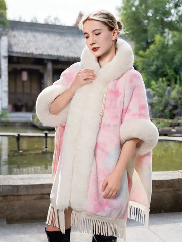 Women’s Elegant Winter Cape Shawl/Wrap with Tassels