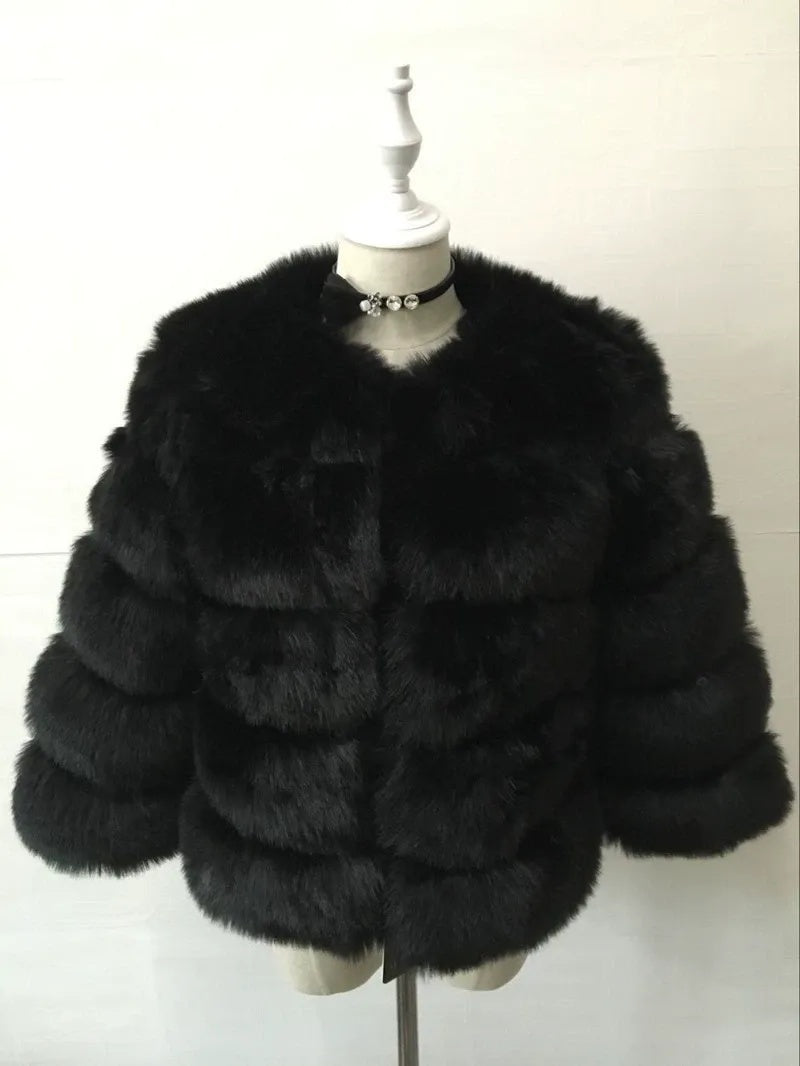 Women’s Bold Yellow Faux Fur Short Coat – Statement Winter Jacket