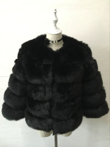 Women’s Bold Yellow Faux Fur Short Coat – Statement Winter Jacket