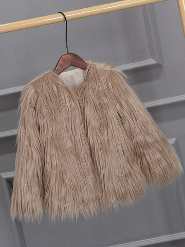 Women’s Faux Fur Long Sleeves Winter Warm Short Jackets