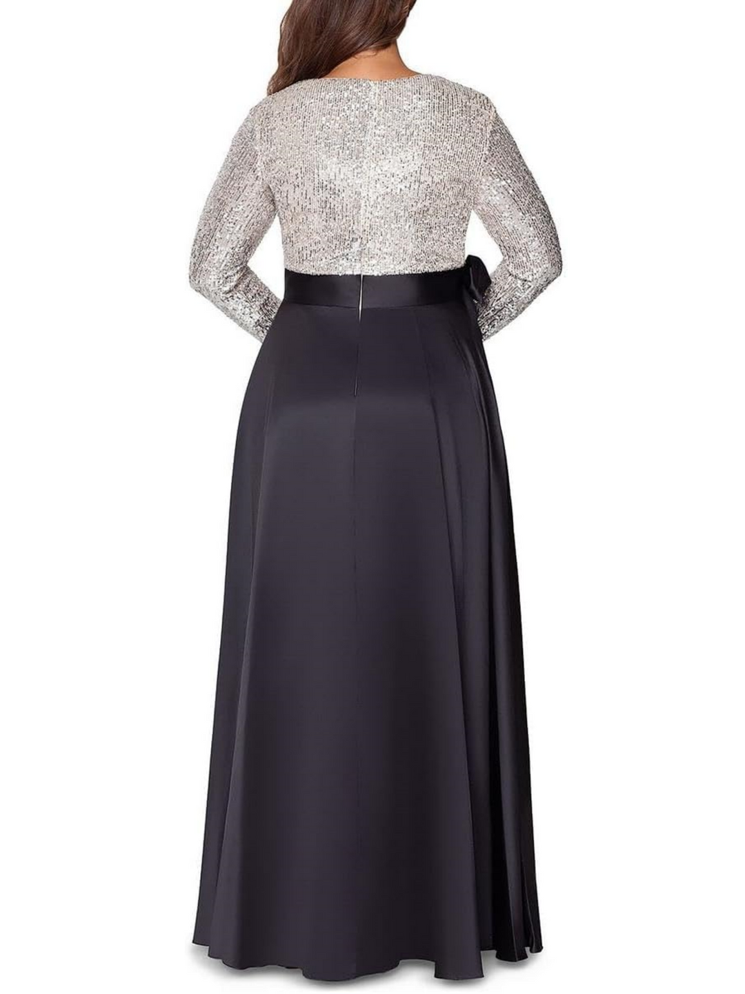 A-Line/Princess Evening Dresses V-Neck Long Sleeves Floor-Length Formal Gown With Pocket & Sequins