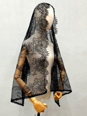 Vintage Lace Wedding Veil Shawl/Mantilla Muslim Veil with Floral