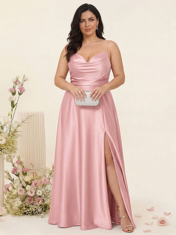 A-Line/Princess Spaghetti Straps Sleeveless Plus Size Bridesmaid Dresses