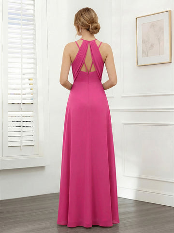 A-Line/Princess V-Neck Long Bridesmaid Dresses with Split Side