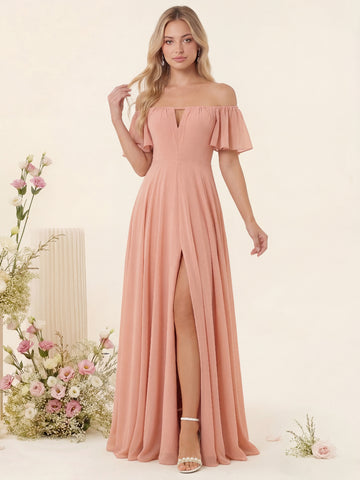 A-Line/Princess Floor-Length Off-the-Shoulder Bridesmaid Dresses