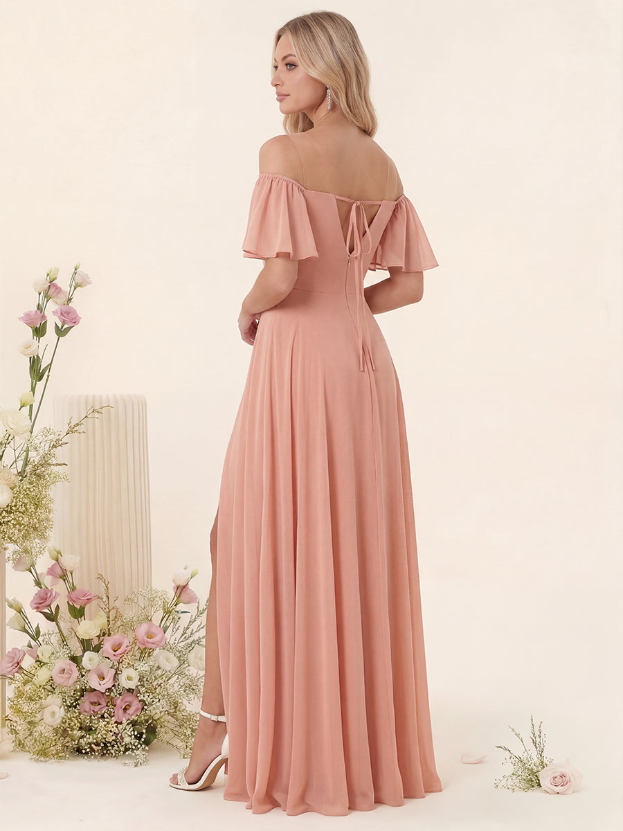 A-Line/Princess Floor-Length Off-the-Shoulder Bridesmaid Dresses