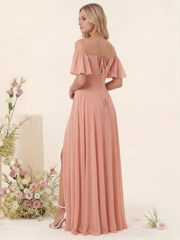 A-Line/Princess Floor-Length Off-the-Shoulder Bridesmaid Dresses