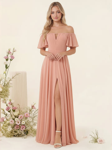 A-Line/Princess Floor-Length Off-the-Shoulder Bridesmaid Dresses