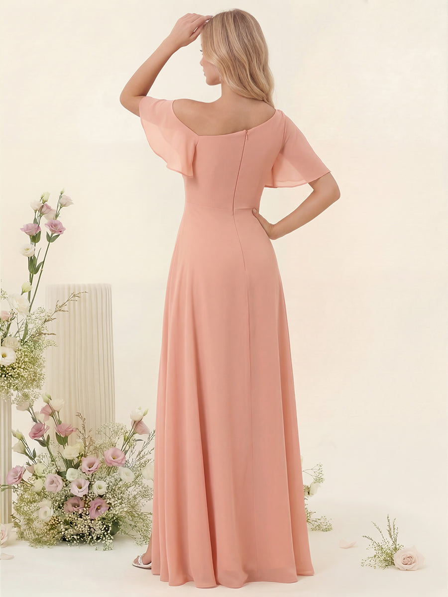 A-Line/Princess One-Shoulder Floor-Length Split Side Bridesmaid Dresses