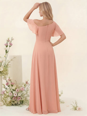 A-Line/Princess One-Shoulder Floor-Length Split Side Bridesmaid Dresses