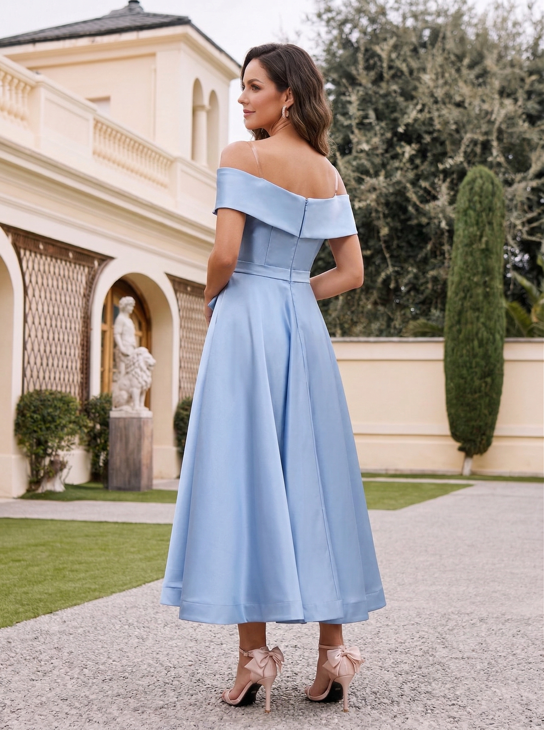 A-Line/Princess Off-the-Shoulder Sleeveless Ankle-Length Mother of the Bride Dresses with Pockets
