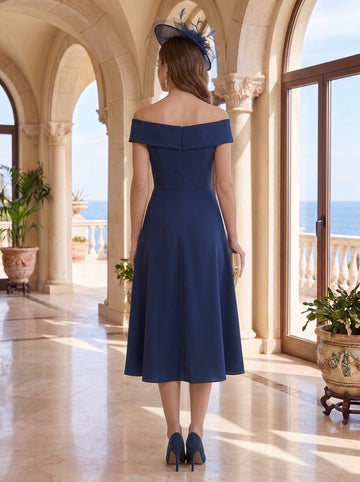 A-Line/Princess Off-the-Shoulder Mother of the Bride Dresses Sleeveless Tea-Length Ruffles