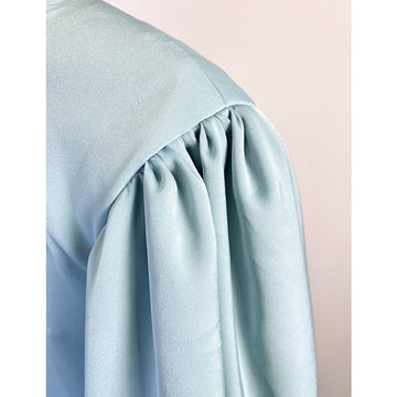 A-Line Evening Dress High Split Formal Gown Wedding Guest Floor Length Long Sleeve V Neck Belt / Sash Satin with Pleats Slit