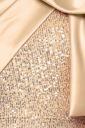 Sheath/Column Sequin & Satin Bow One-Shoulder Sleeveless Floor-Length Evening  Dresses