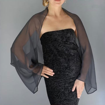 Elegant Wedding Wraps Sun Protection Long Sleeve Chiffon With Pure Color