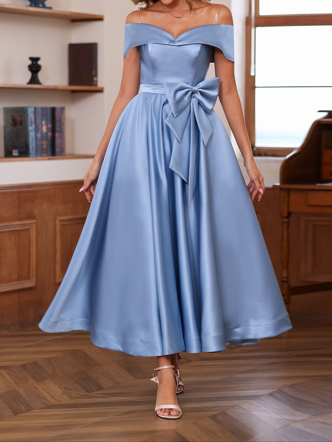 A-Line/Princess Off-the-Shoulder Sleeveless Ankle-Length Mother of the Bride Dresses with Pockets
