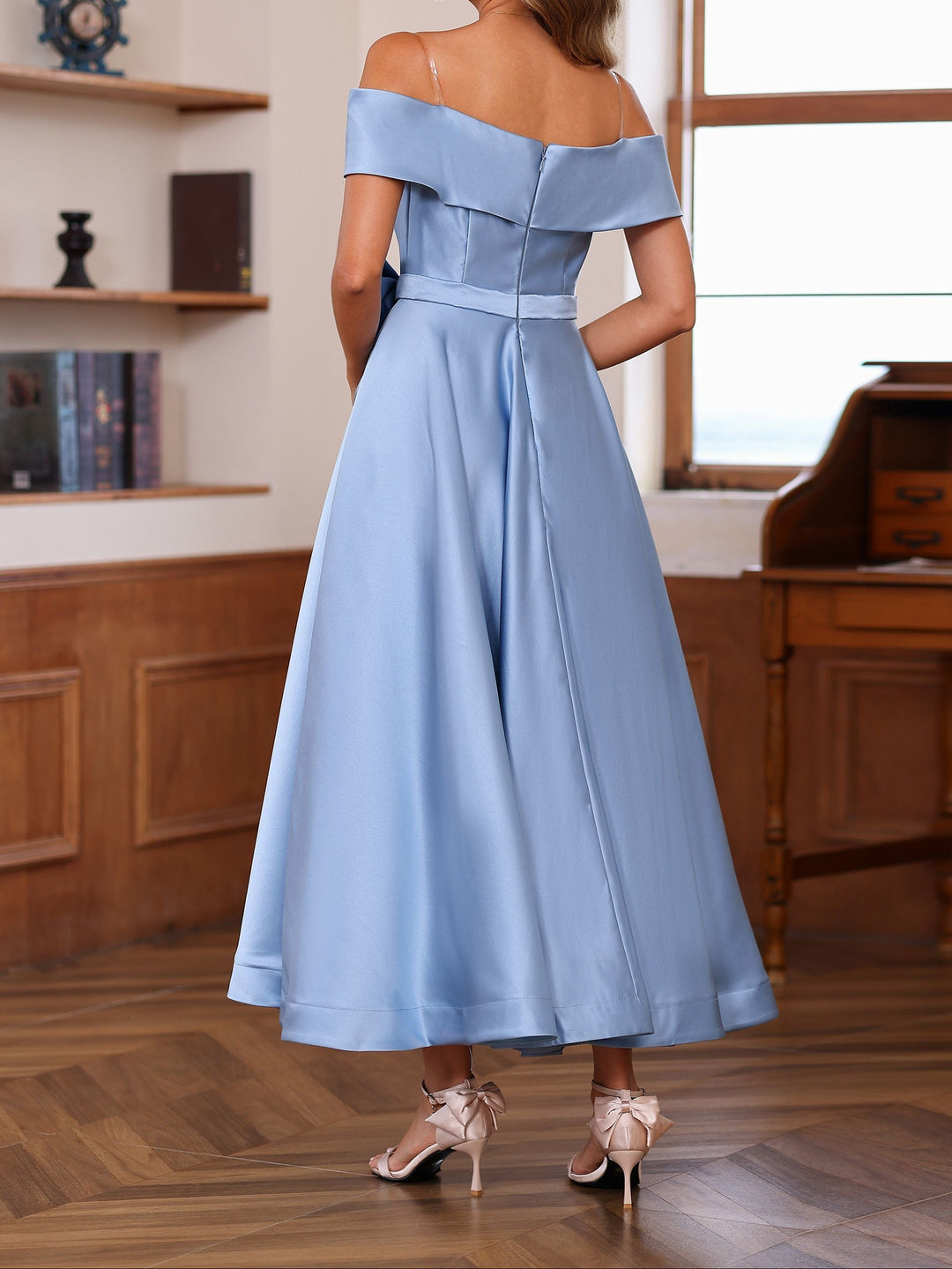 A-Line/Princess Off-the-Shoulder Sleeveless Ankle-Length Mother of the Bride Dresses with Pockets