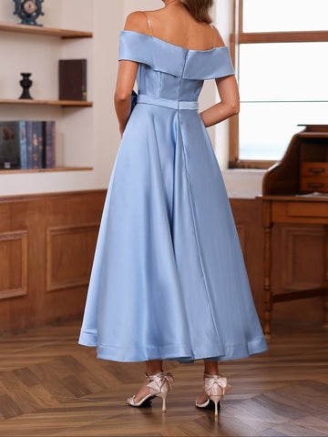 A-Line/Princess Off-the-Shoulder Sleeveless Ankle-Length Mother of the Bride Dresses with Pockets