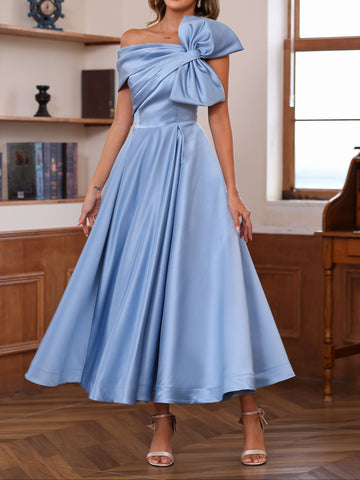 A-Line/Princess Off-the-Shoulder Sleeveless Ankle-Length Unique Mother of the Bride Dresses with Bowknot