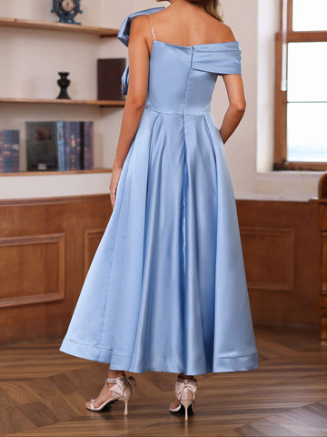 A-Line/Princess Off-the-Shoulder Sleeveless Ankle-Length Unique Mother of the Bride Dresses with Bowknot