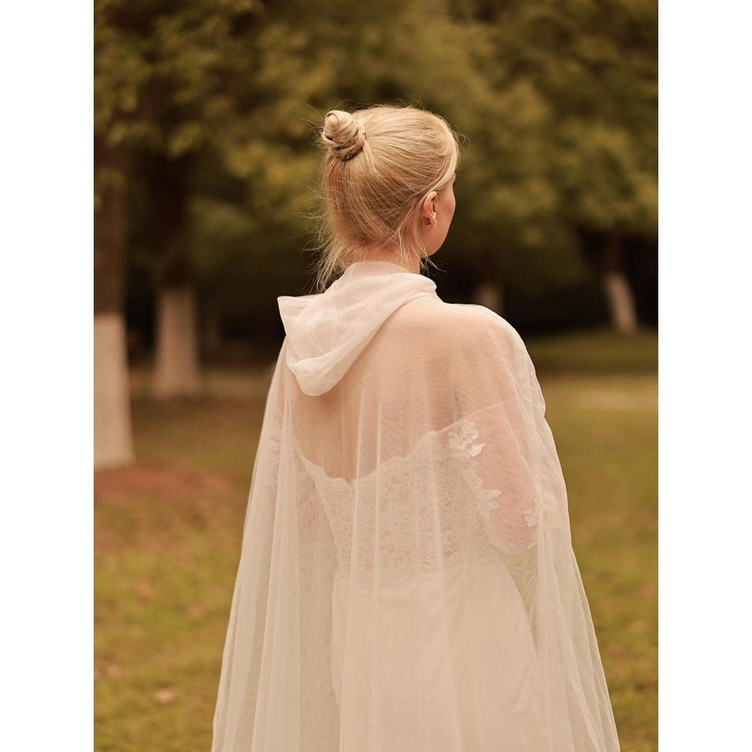 Bridal Long Sleeve Dolman Sleeve Tulle Wedding Wraps With Pure Color