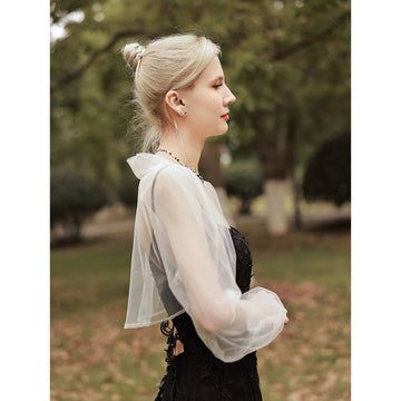 Dolman Sleeve Tulle Wedding Wraps With Pure Color For Party