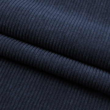Navy Blue Men's Corduroy Solid Standard Single Breasted Two-buttons Party Suits Jacket