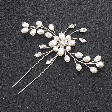 Bride Hairpin Jewelry Pearl Crystal Beaded Hairpin