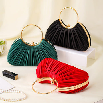 Pleated Ring Clutch Hand Bags