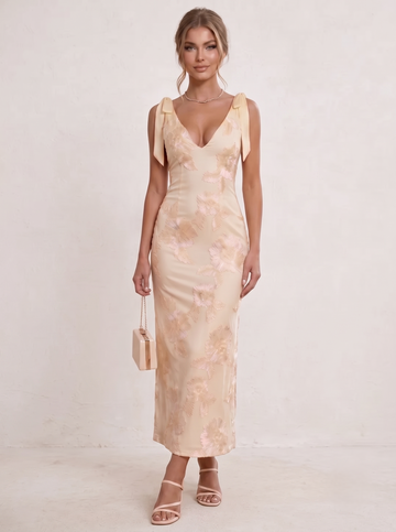Sheath/Column V-Neck Sleeveless Lace Ankle-Length Cocktail Dresses