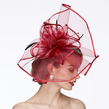 Women's Net Tea Party Special Occasion Wedding With Flowers Headpiece
